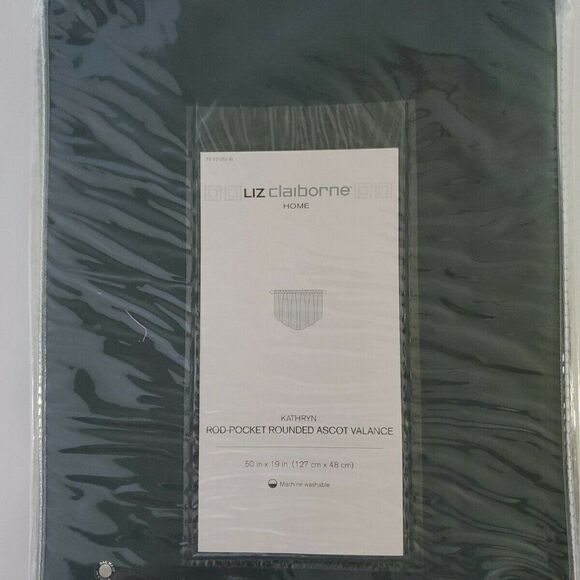 Liz Claiborne Kathryn Rounded Ascot Valance teal Window Curtain - Picture 2 of 4